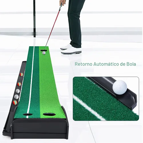 Vista 3 de Dollox Putting Green - Alfombrilla de Putting de Golf para Interiores, Alfombrilla con Retorno Automático de Pelota, Set de Mini Golf Accesorios