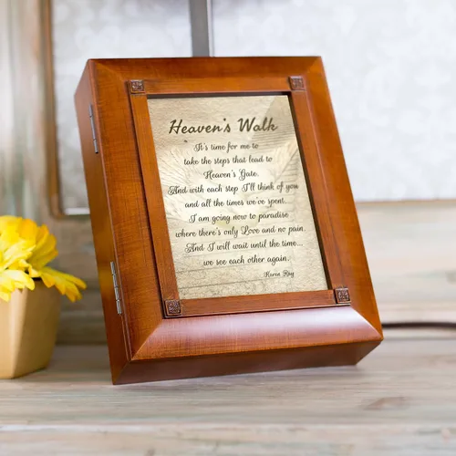 Vista 3 de Cottage Garden Heaven's Walk Bereavement in Memory - Caja de recuerdo inspiradora de madera