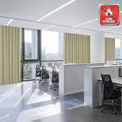 Vista 8 de Fcosie Cortinas ignífugas de 54 pulgadas de largo (2 paneles, beige), cortinas opacas 80% para dormitorio, sala de estar, cortina de oscurecimiento