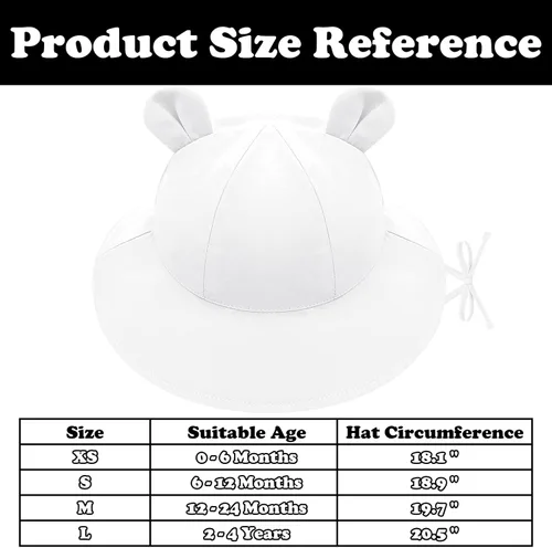 Vista 7 de Sombrero de sol para bebé, sombreros para niños y niñas, sombrero de sol para bebé niña sombreros con orejas de oso de ala ancha UPF 50+ sombrero