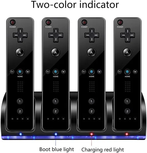 Vista 4 de Estación de carga de batería 4 en 1 con cable USB, para consola de juegos W-Ii Control remoto Gamepad