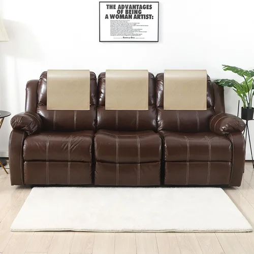 Vista 2 de 3 fundas protectoras para reposacabezas reclinable, impermeables, antideslizantes, para sillón reclinable, fundas para reposacabezas de sofá Beige