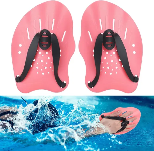 Vista 8 de Hianjoo Aletas de Mano para Natación para Adultos y Jóvenes (1 Par), Aletas de Natación de Fuerza de Entrenamiento para Piscina, Accesorios
