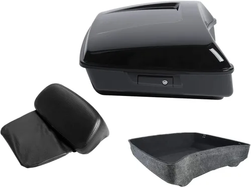 Vista 22 de Respaldo de Maletero de Equipaje King Tour Negro Brillante con Placa de Rack de Montaje Compatible con Harley Modelos Touring 2014-2025 Road Glide
