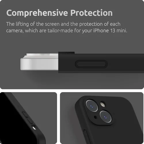 Vista 4 de SURPHY Funda compatible con iPhone 13 Mini con protector de pantalla, (protección de cámara y forro de microfibra suave), funda de silicona líquida