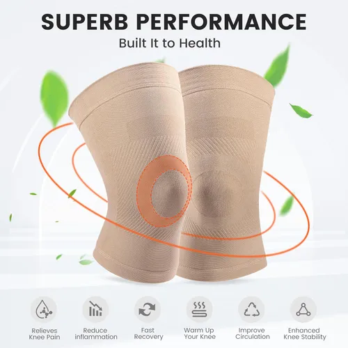 Vista 3 de Rodilleras de compresión, 1 par, se pueden llevar debajo de los pantalones, 20-30mmHg Rodillera de apoyo fuerte para unisex, soporte de rodilla