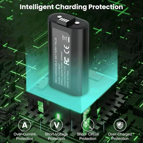 Vista 5 de YCCSKY Paquete de baterías recargables para Xbox Series XS y Xbox One, paquete de 2 baterías Xbox de 1200 mAh para Xbox Series XXbox Series SXbox