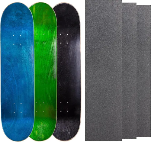 Vista 6 de Cal 7 Tablas de patineta de arce en blanco con cinta de agarre (paquete de 3, combinaciones)
