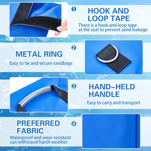Vista 8 de Simgoing 8 bolsas de arena de vinilo para casa de rebote, accesorios para casa de rebote, bolsa de arena para soporte y anclaje, inflables, tiendas