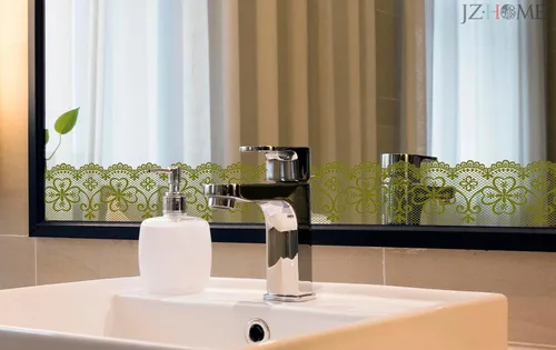 Vista 2 de Papel tapiz de encaje transparente, autoadhesivo, impermeable, decorativo, para baño, cocina, sala de estar, dormitorio, espejo de cristal