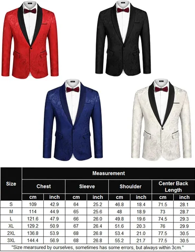 Vista 7 de COOFANDY Chaqueta de esmoquin floral para hombre, chal de cachemira, solapa elegante, chaqueta para boda, cena, fiesta, baile de graduación