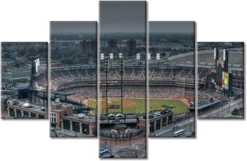 Vista 51 de Busch Stadium Baseball Home Decor St. Louis, Missouri Cityscape - Pósteres e impresiones artísticas de pared de 5 piezas de estadios de béisbol