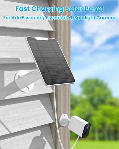 Vista 3 de Cargador de panel solar con conexión micro USB compatible con cámara Arlo Essential Spotlight/XL Spotlight, panel solar Arlo Essential de 5 W, cable