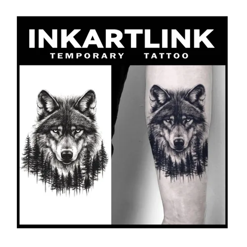Vista 5 de INKARTLINK Tattoo Tech, 2 hojas de tatuaje semipermanente mediano, tatuajes temporales de diseño artístico para adultos, dura 1-2 semanas