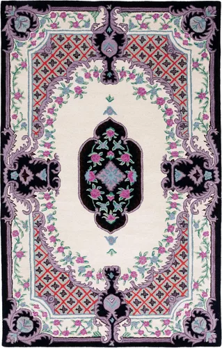 Vista 17 de SAFAVIEH Bellagio Collection - Alfombra decorativa de 2 x 3 pies, azul y rosa, hecha a mano de lana de medallón, ideal para zonas de alto tráfico