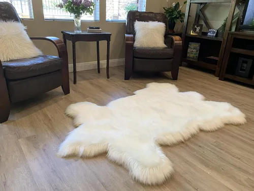 Vista 8 de LAMBZY Alfombra rectangular de piel de oveja sintética, súper suave, hipoalergénica, de felpa, lujosa alfombra de felpa sedosa para dormitorio, sala