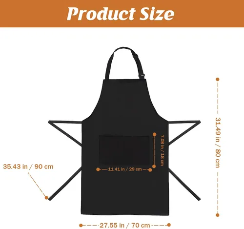 Vista 2 de Paquete de 4 delantales ajustables, delantal negro con 2 bolsillos, delantal lavable a máquina perfecto para cocinar, asar a la parrilla, lavar