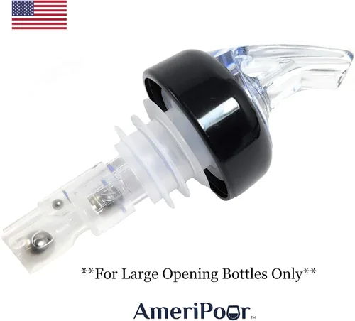 Vista 2 de Vertedores de licor medidos, corcho grande para botellas de gran tamaño, fabricados 100% en los Estados Unidos. Boquillas de barra que no tienen