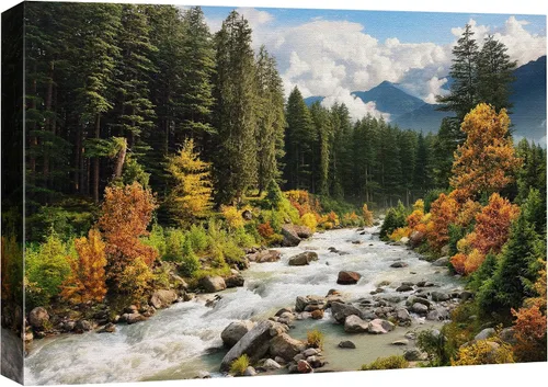 Vista 21 de SIGNFORD Lienzo impreso para pared, árboles de abedul dorados de otoño, bosque, decoración de guardería, paisaje decorativo, relajante, tranquilo
