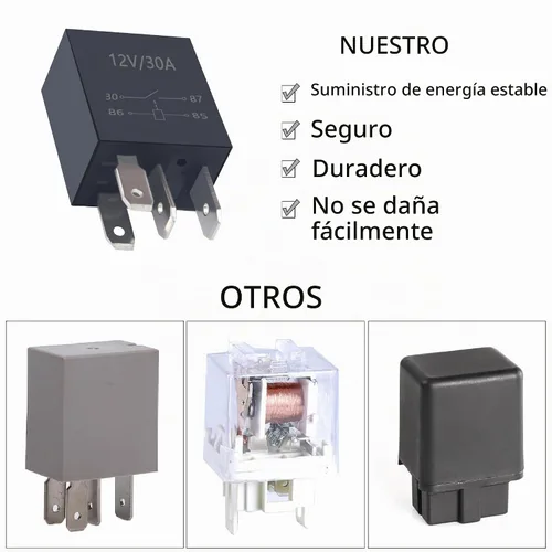 Vista 3 de 2 relés de 4 pines, 30A, 12V para automóvil - Relé de arranque resistente multiusos - Accesorios automotrices universales con diseño impermeable