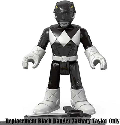 Vista 3 de Imaginext Figura de repuesto Power Rangers Playset CHH57 - Ranger negro y Ranger azul ~ Reemplazo Black Ranger Zachary Taylor, negro, blanco