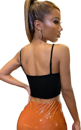 Vista 2 de SheIn Camiseta corta sexy con cadena de mariposa para mujer