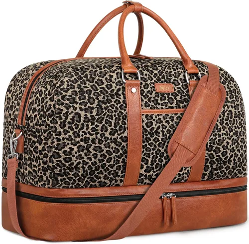 Vista 158 de IBFUN Bolsas de fin de semana para mujer, bolsa grande de lona para viaje, bolsa de viaje con compartimento para zapatos, 21 pulgadas, juego de 3