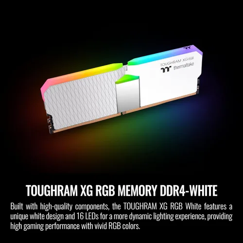 Vista 2 de Thermaltake TOUGHRAM XG RGB Blanco DDR4 3600MHz 64GB C18 (32GB x 2) 16.8 millones de colores RGB Alexa/Razer Chroma/5V Tarjeta madre Sincable RGB