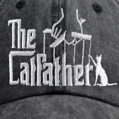 Vista 5 de Sombreros de padre de gato para hombres, regalos para papá, gorra de béisbol bordada de algodón lavado ajustable