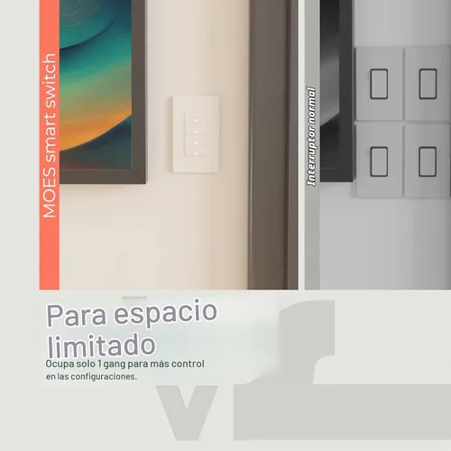 Vista 4 de MOES Interruptores de luz inteligente Wi-Fi de 2ª generación, requiere cable netural, interruptor inteligente de un solo polo, compatible con Alexa