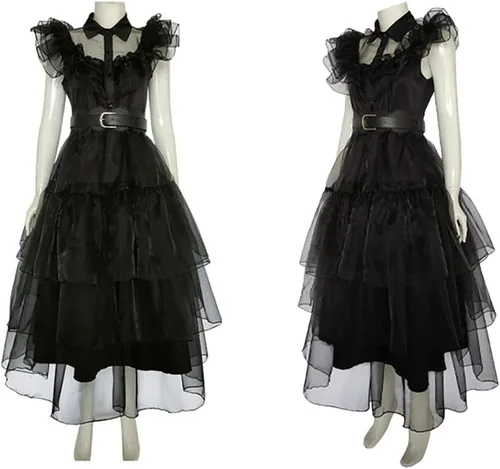 Vista 3 de Beita Addams - Disfraz de Addams, vestido de fiesta de Halloween para niños y adultos
