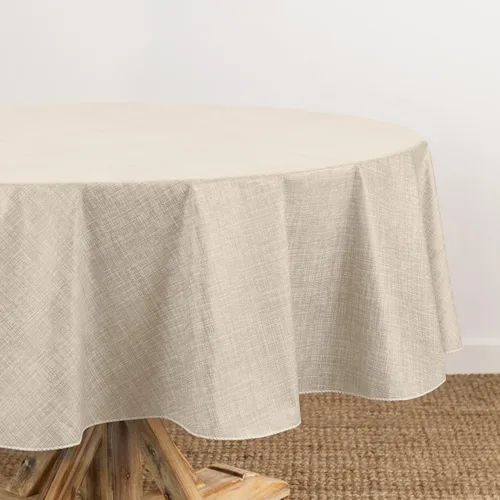 Vista 18 de Elrene Home Fashions - Mantel de vinilo con respaldo de franela inspirado en lino Monterey, resistente al agua y a las manchas, 52 pulgadas X 52 Azul