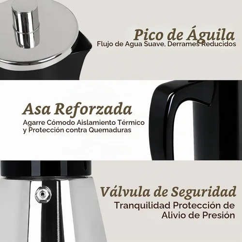 Vista 8 de 4 tazas espesado Moka Pot 304 Acero Inoxidable 6.8 fl oz
