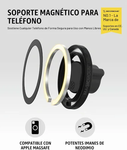 Vista 2 de Scosche SMS1CD Soporte MagSafe para ranura de CD, soporte magnético ajustable para teléfono celular para reproductor de CD de automóvil, compatible