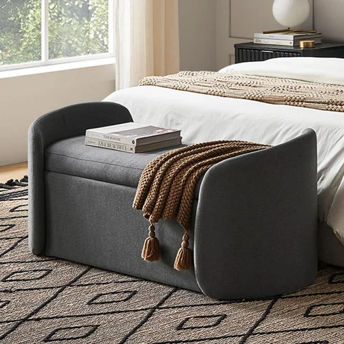 Vista 11 de mopio Levi - Otomana de almacenamiento con bandeja reversible, mesa de centro cuadrada tipo baúl moderna, otomana de taburetes tapizados
