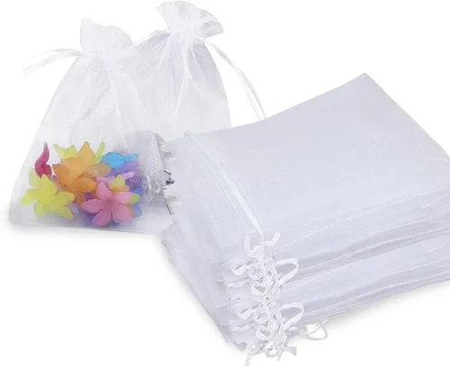 Vista 9 de Stratalife Bolsas de organza de malla de 5 x 7 pulgadas con cordón, 100 Azul marino 5x7 pulgadas
