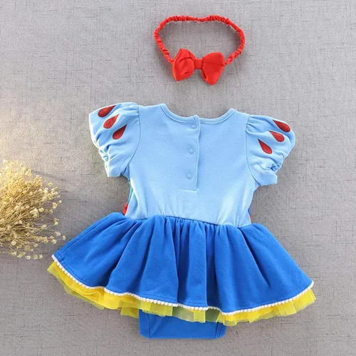 Vista 2 de Disfraz de princesa de Belle Sofía Blancanieves para niñas pequeñas, disfraz de princesa, Navidad, Halloween, mameluco con diadema