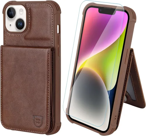 Vista 15 de VANAVAGY Funda tipo cartera compatible con iPhone 14 Pro Max para mujeres y hombres, de piel sintética, cierre magnético, con bloqueo RFID Negro