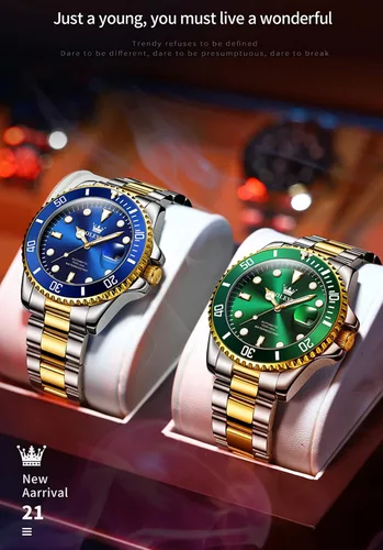 Vista 4 de OLEVS Relojes para hombre automáticos, relojes de lujo analógicos de oro y plata Tourbillon para hombre, bisel giratorio de alta calidad, esfera