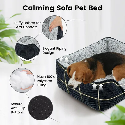Vista 4 de Miguel Cama lavable para perros y gatos con cojín extraíble para perros medianos y pequeños, sofá cama para mascotas fácil de lavar con cojín Negro
