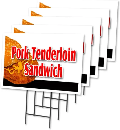 Vista 3 de SANDWICH de lomo de cerdo de 12 x 16 pulgadas para patio y estaca de plástico para exteriores Anuncia tu negocio Imagen de doble cara incluida