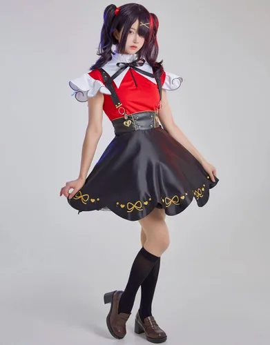 Vista 2 de Miccostumes Disfraz de Streamer de juego para mujer falda de tirantes Kawaii con accesorios