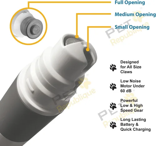 Vista 4 de Pet Republique - Molinillo de uñas para perros recargable eléctrico de 2 velocidades, suave, silencioso, bajo, sin dolor, molinillo de uñas