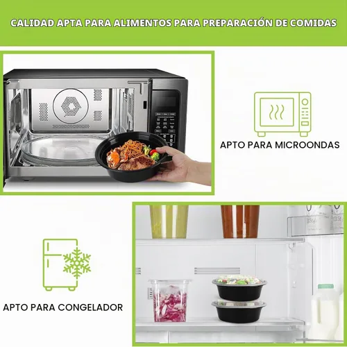 Vista 3 de Recipientes de preparación de comidas, paquete de 50 tazones redondos
