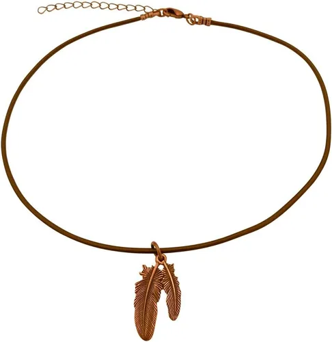Vista 2 de dragonweave Bird Feathers Charm Necklace & Earring Set, cobre antiguo ajustable de piel color café