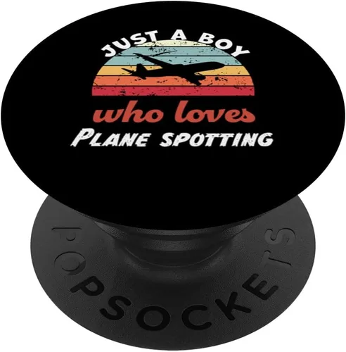 Vista 6 de Just A Boy Who Loves Plane spotting Kids Avión spotting Boys PopSockets MagSafe PopGrip para iPhone