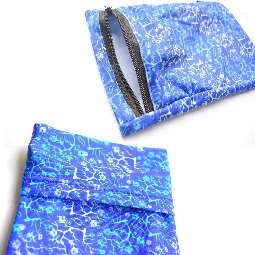 Vista 8 de Muñequera con 2 bolsillos, cartera, para teléfono celular, para tobillo, banda de sudor, para brazo, bolsa oculta, para viajar, correr, Azul