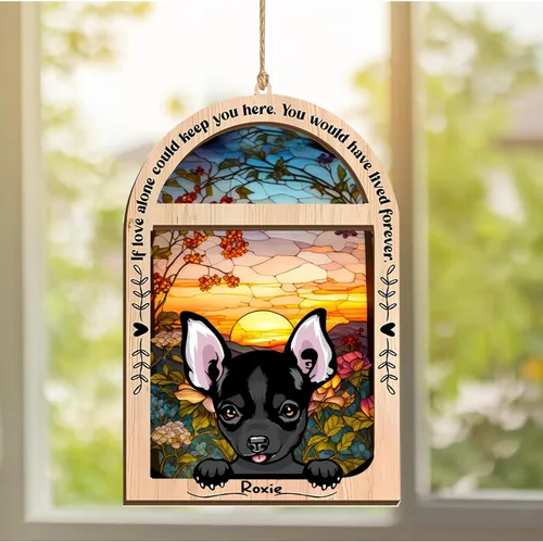 Vista 362 de LOVELYPOD Adorno de Navidad personalizado de sabueso afgano, atrapasoles con nombre, regalos de pérdida de mascotas, regalos para amantes