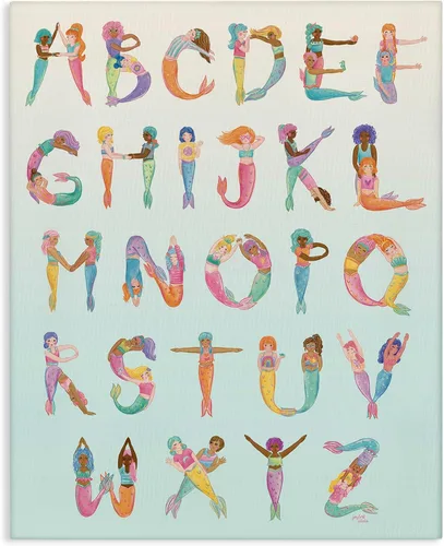 Vista 11 de Stupell Industries Placa de pared con letras del alfabeto de sirena por Joylark Studio
