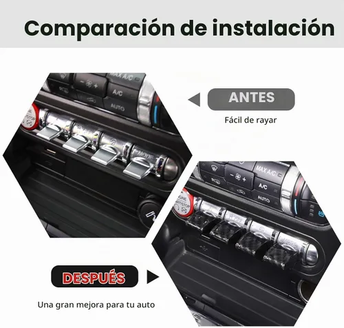 Vista 2 de RT-TCZ Interruptor de navegación de control de consola central de fibra de carbono, decoración de cubierta de interruptor de navegación, accesorios